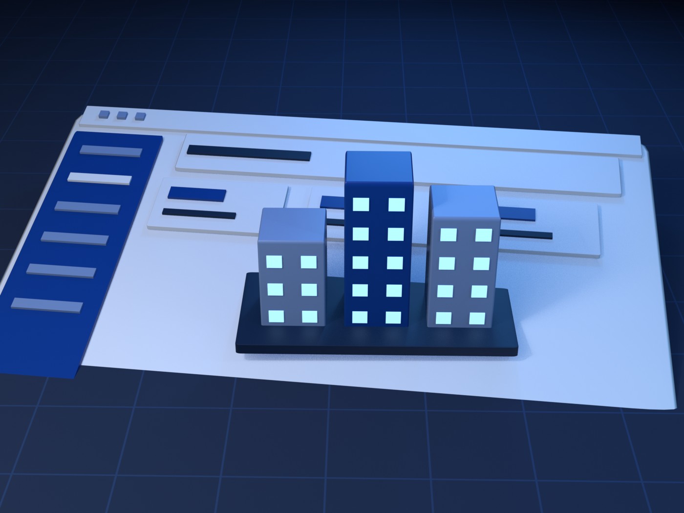 Illustrated cover for Paylalo ERP Back Office: a dashboard window with a 3D building motif.