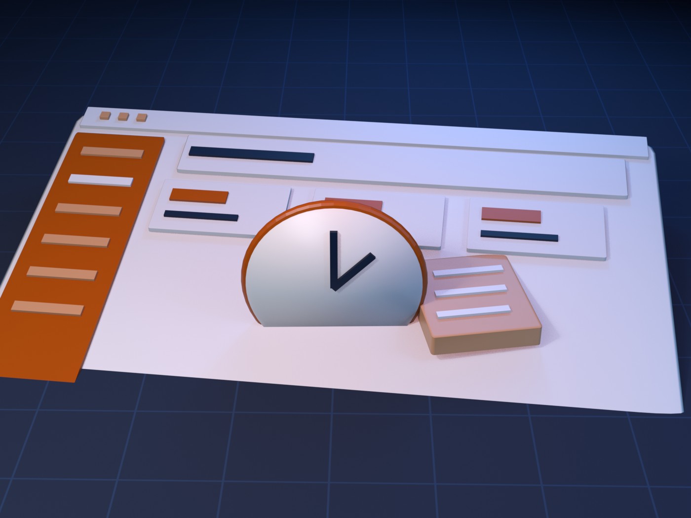 Illustrated cover for Paylalo Credit & Collections (CRECO): a dashboard window with a 3D clock motif.