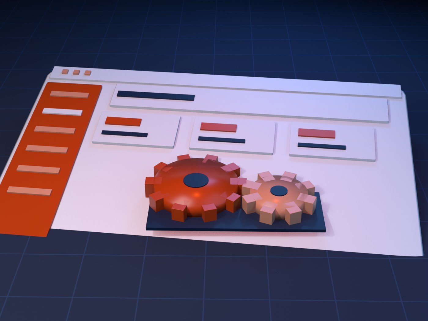 Illustrated cover for Paylalo Manufacturing (Make-to-Stock): a dashboard window with a 3D gear motif.