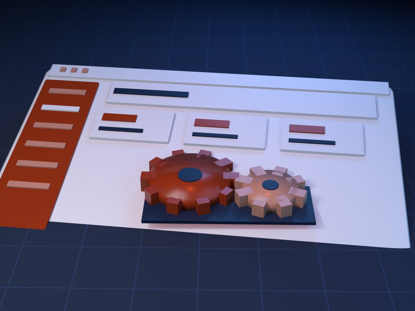 Illustrated cover for Paylalo Manufacturing (Make-to-Order): a dashboard window with a 3D gear motif.