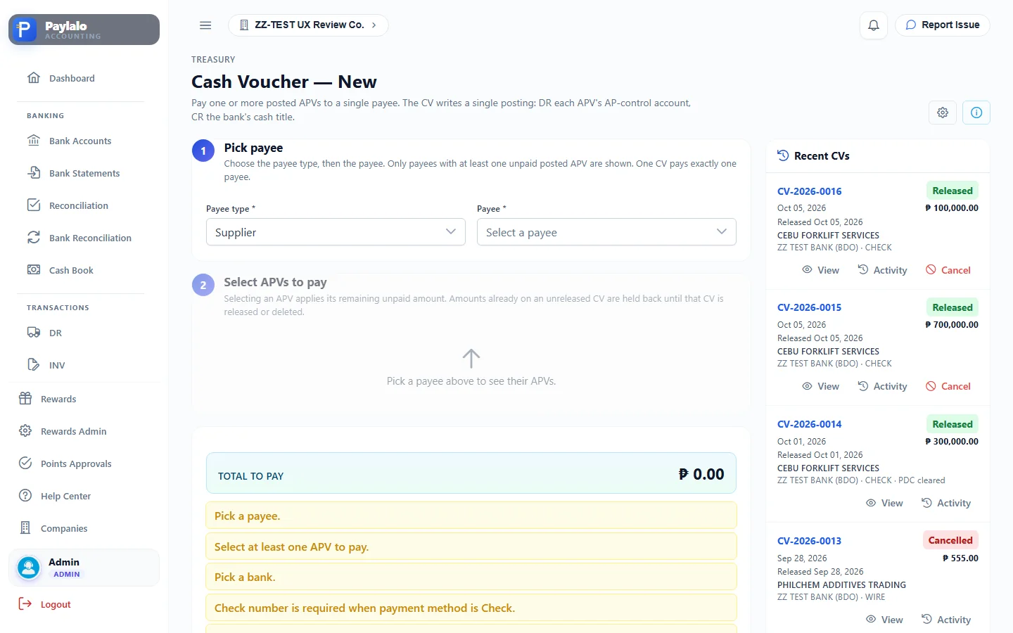 CV Creation page