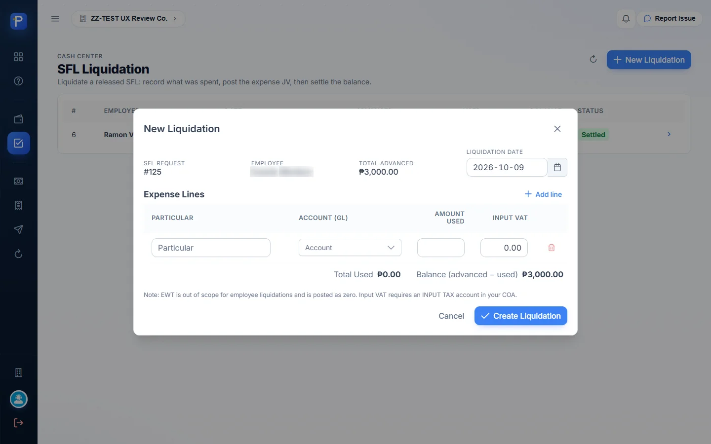New Liquidation filled in from SFL #125