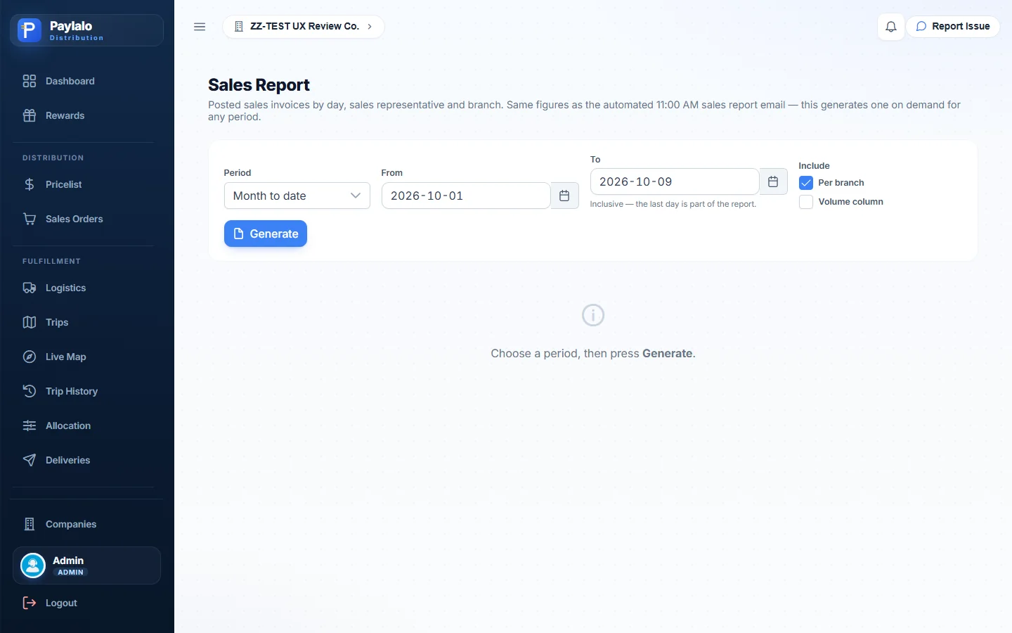 Sales Report