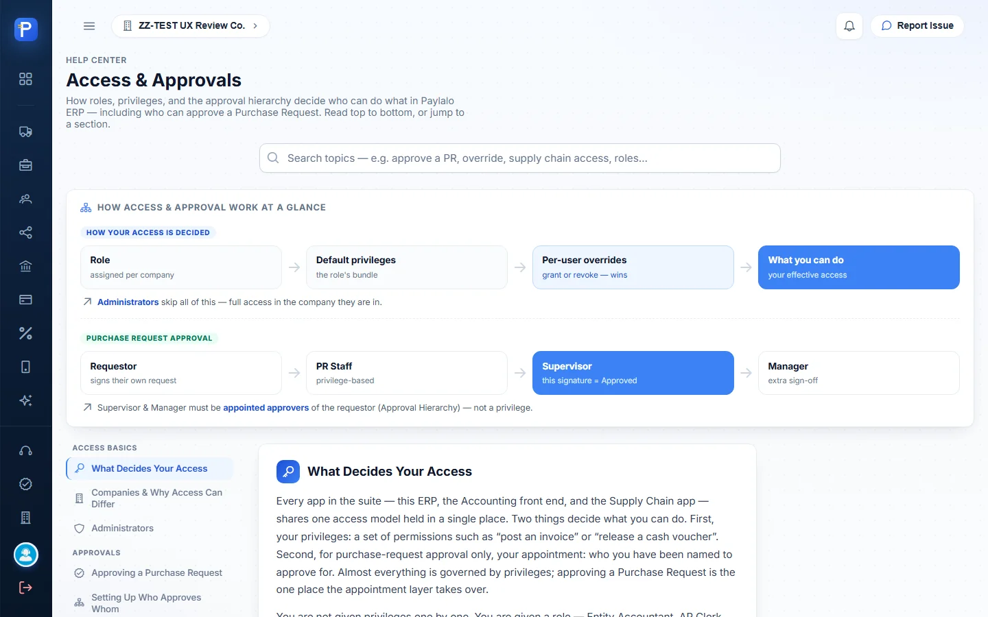 Help Center: Access & Approvals