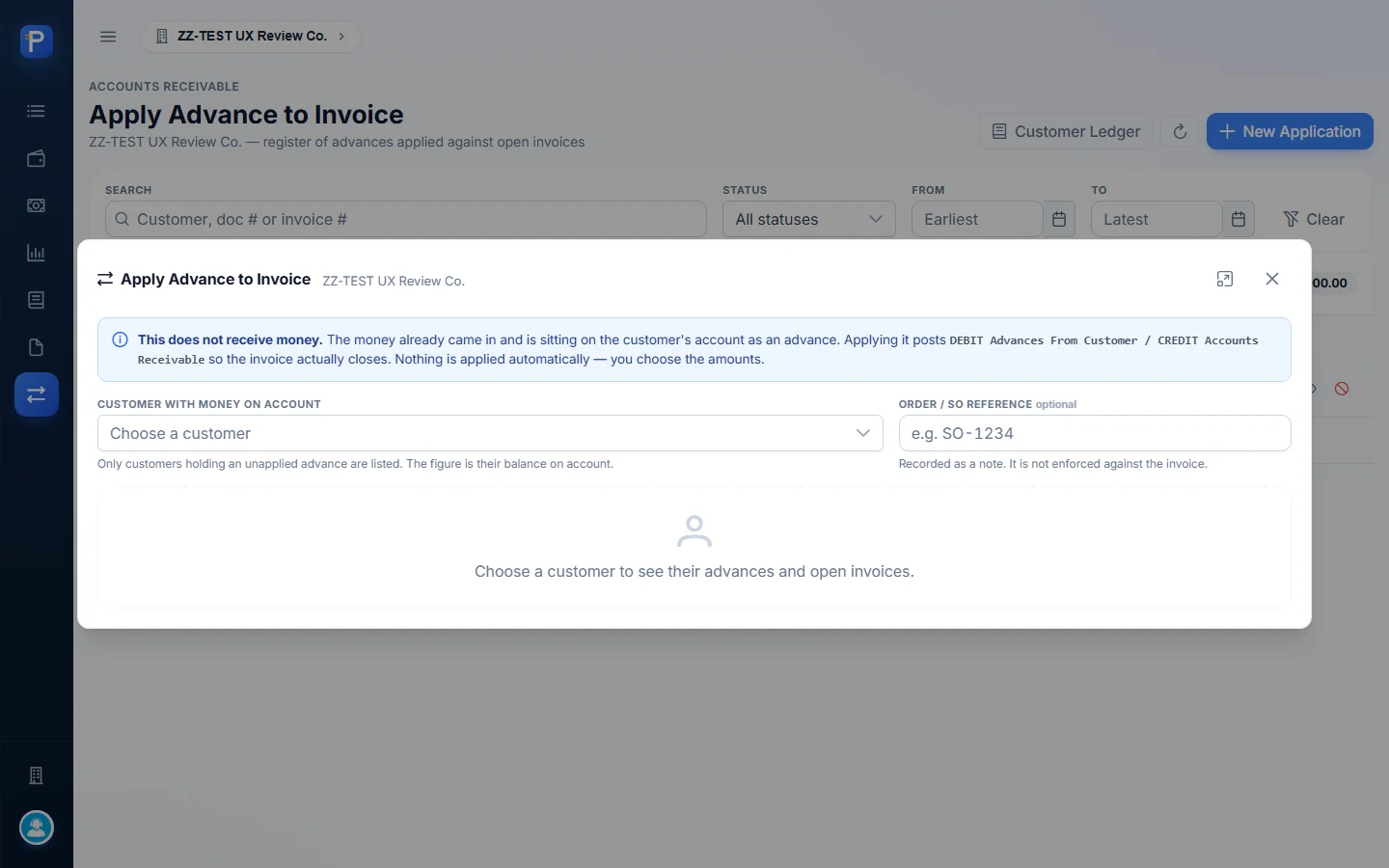 Blank application form