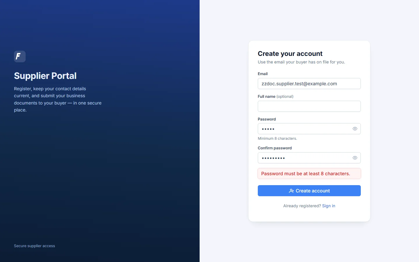 Password-length validation