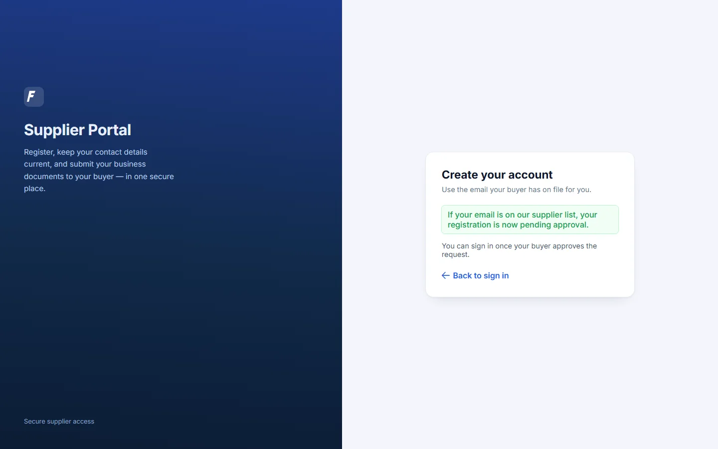 Pending-approval confirmation
