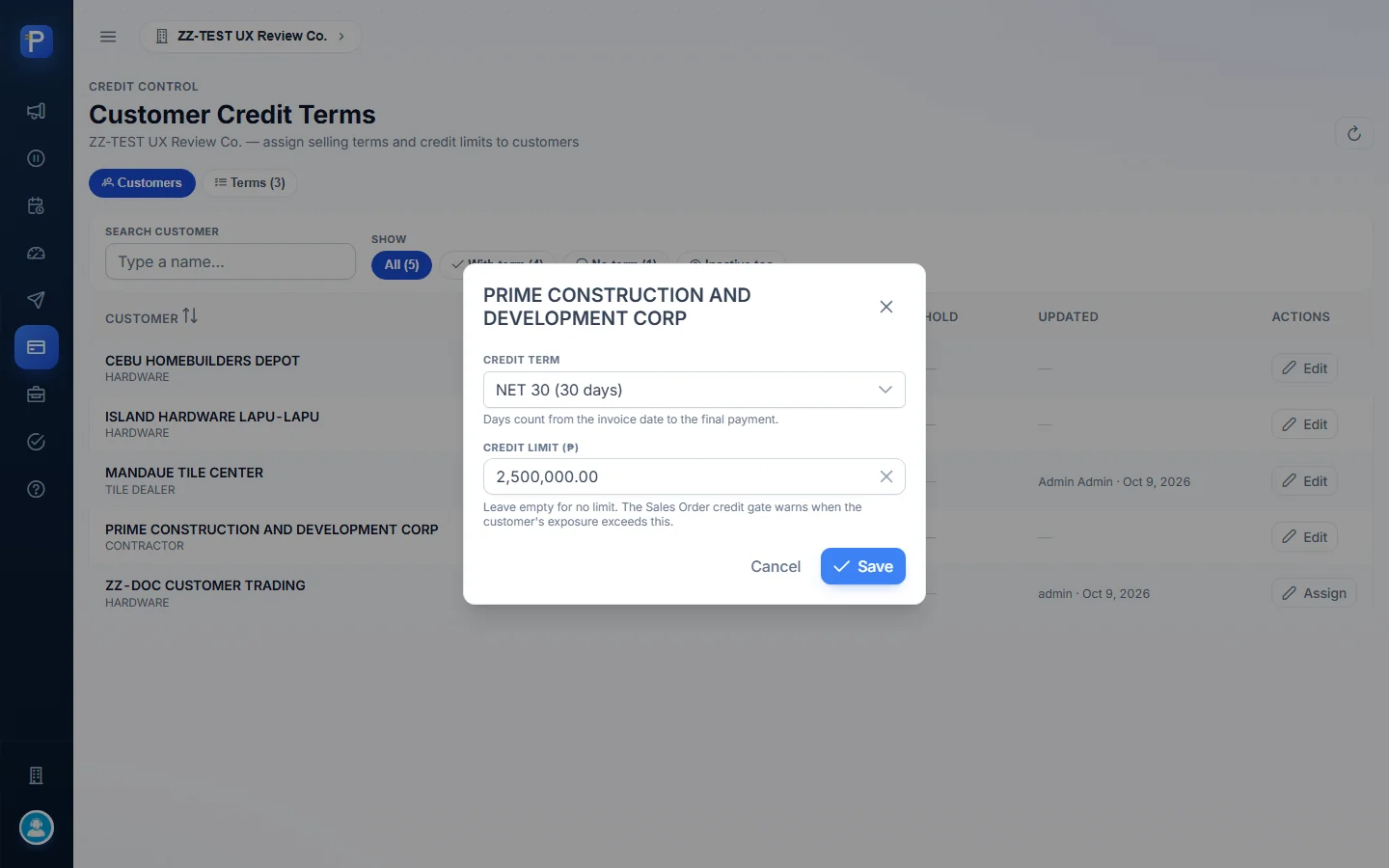 Editing PRIME's term and limit