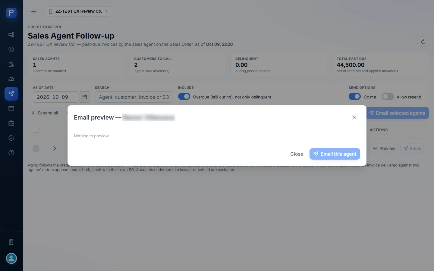 Email preview: "Nothing to preview."